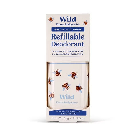 Wild Cosmetics - Refillable Bee Case with Honey & Cactus Flower - Aluminum Free Deodorant - Starter Pack - 5.29oz *PRE ORDER*