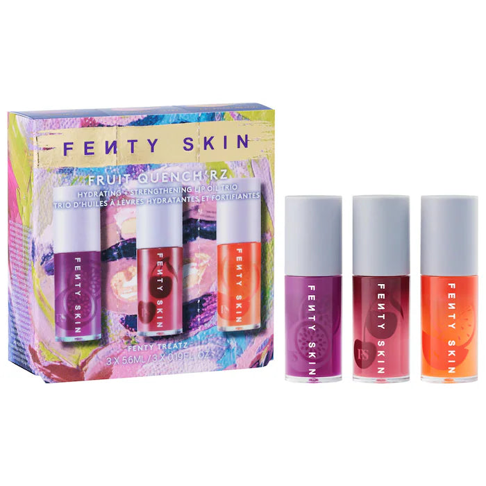 Fenty Skin
Fruit Quench'rz Hydrating + Strengthening Lip Oil Trio *Pre-Order*