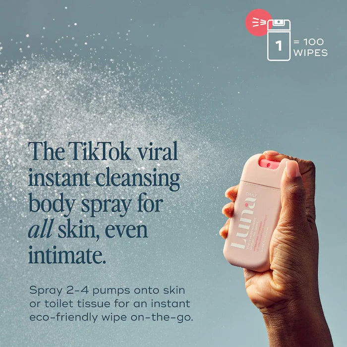 Luna Daily The Mini Everywhere Spray-to-Wipe - With Prebiotics + Vitamins C&E, Omegas 3 & 6 for Dry Skin
