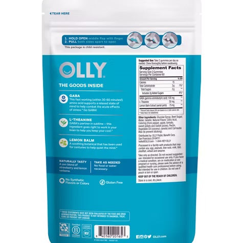 OLLY GOODBYE STRESS KEEP CLAM & STAY ALERT BERRY VERBENA *PRE ORDER*