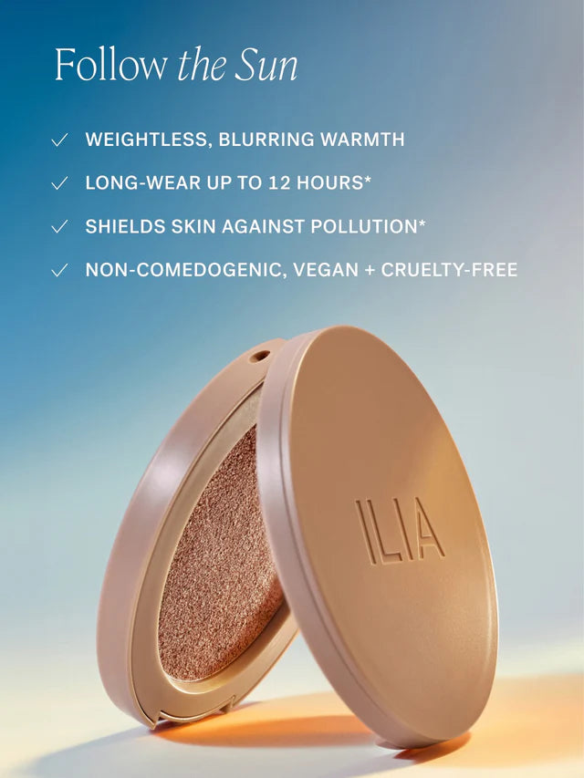 ILIA SUNSHIFT CREAM BRONZER WEIGHTLESS SEAMLESS NATURAL WARMTH GREEN TEA + MICROALGAE + SQUALANE