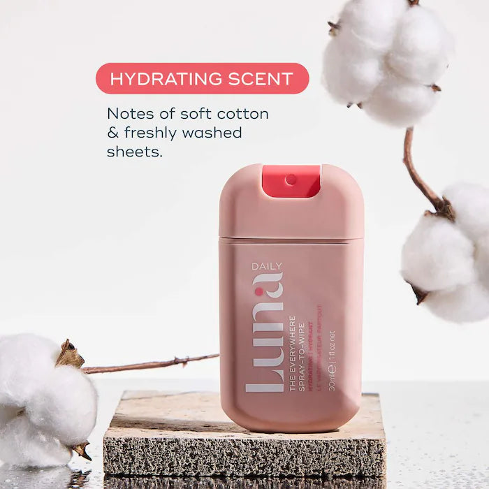 Luna Daily The Mini Everywhere Spray-to-Wipe - With Prebiotics + Vitamins C&E, Omegas 3 & 6 for Dry Skin
