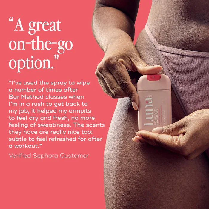 Luna Daily The Mini Everywhere Spray-to-Wipe - With Prebiotics + Vitamins C&E, Omegas 3 & 6 for Dry Skin