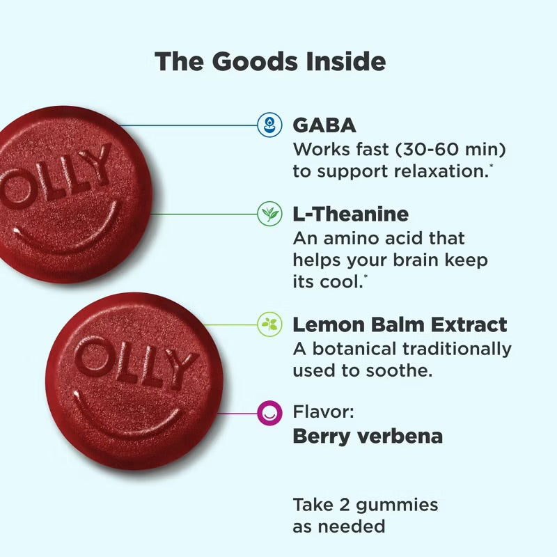 OLLY GOODBYE STRESS KEEP CLAM & STAY ALERT BERRY VERBENA *PRE ORDER*