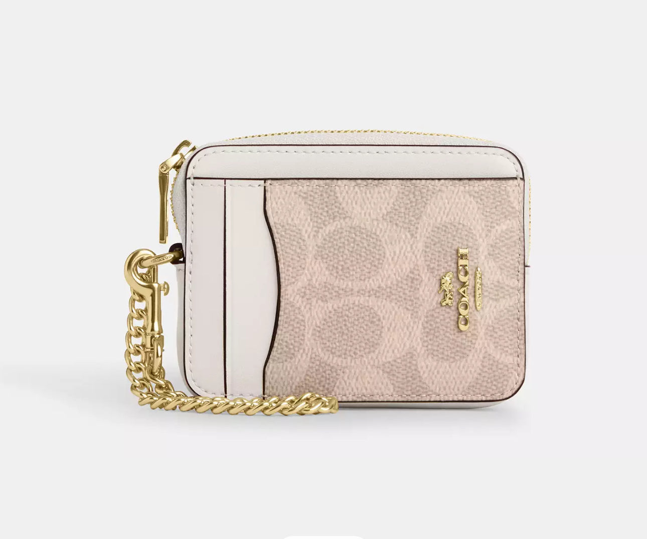 Coach Zip Card Case In Signature Canvas - white/sand