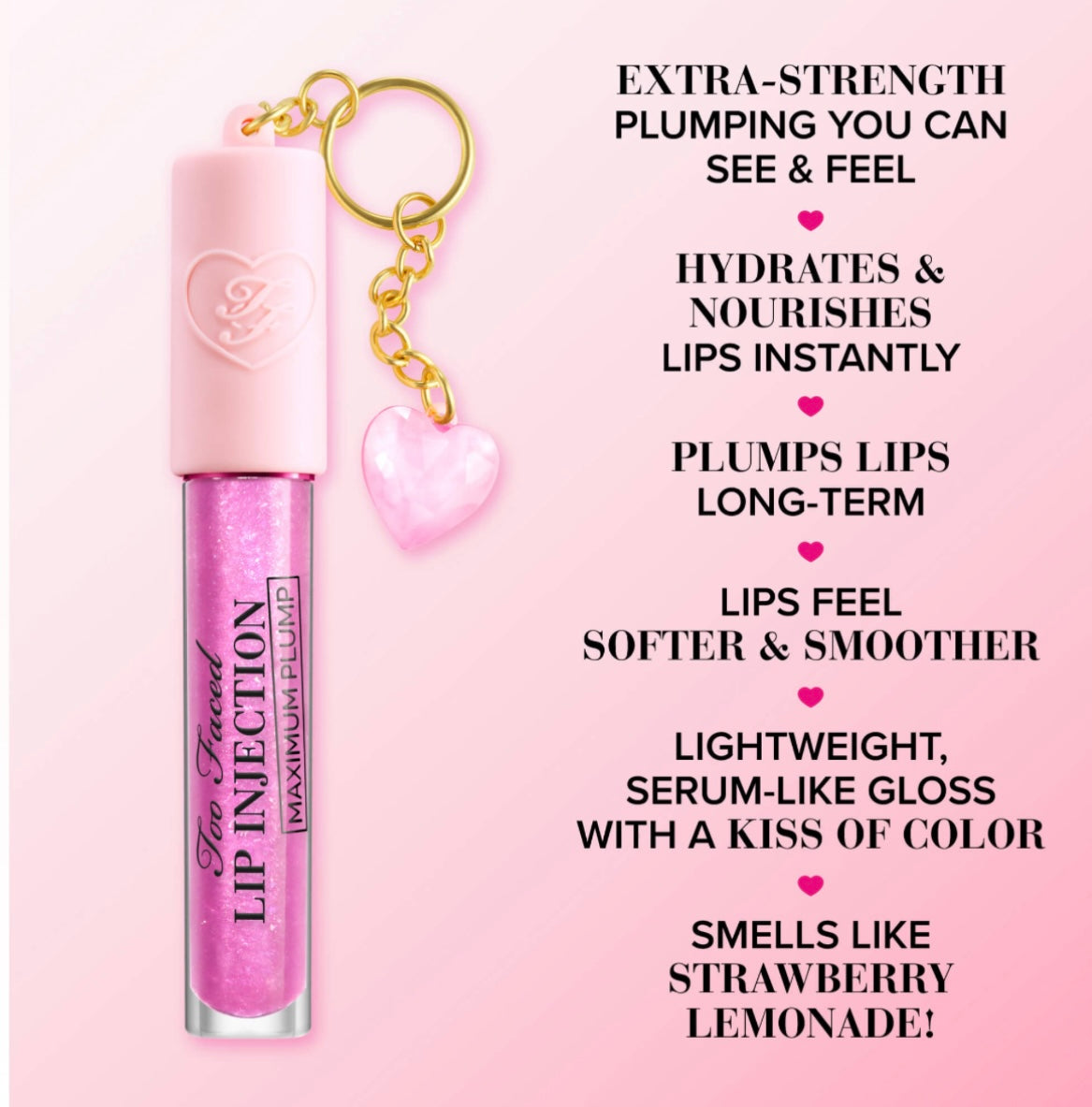 Too Faced Life Set: Maximum Plump Lip Gloss & Key Chain