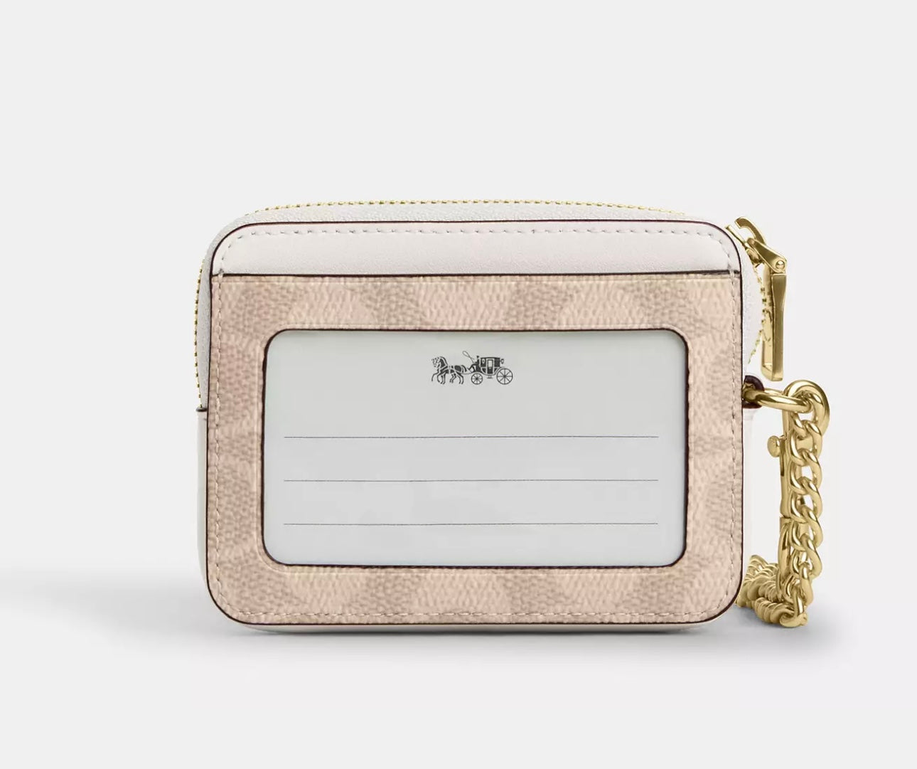 Coach Zip Card Case In Signature Canvas - white/sand