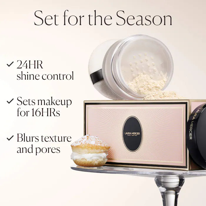 LAURA MERCIER INDULGENT ICONS TRANSLUCENT LOOSE SETTING POWDER & PUFF ULTRA- BLUR