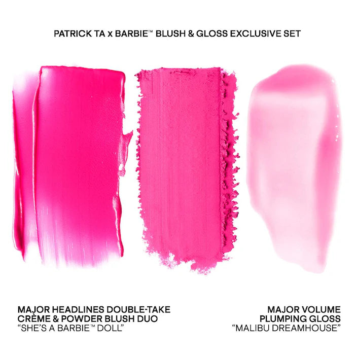 PATRICK TA
Patrick Ta x Barbie™ Blush Duo and Lip Plumper Set *Pre-Order*