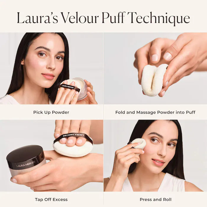 LAURA MERCIER INDULGENT ICONS TRANSLUCENT LOOSE SETTING POWDER & PUFF ULTRA- BLUR