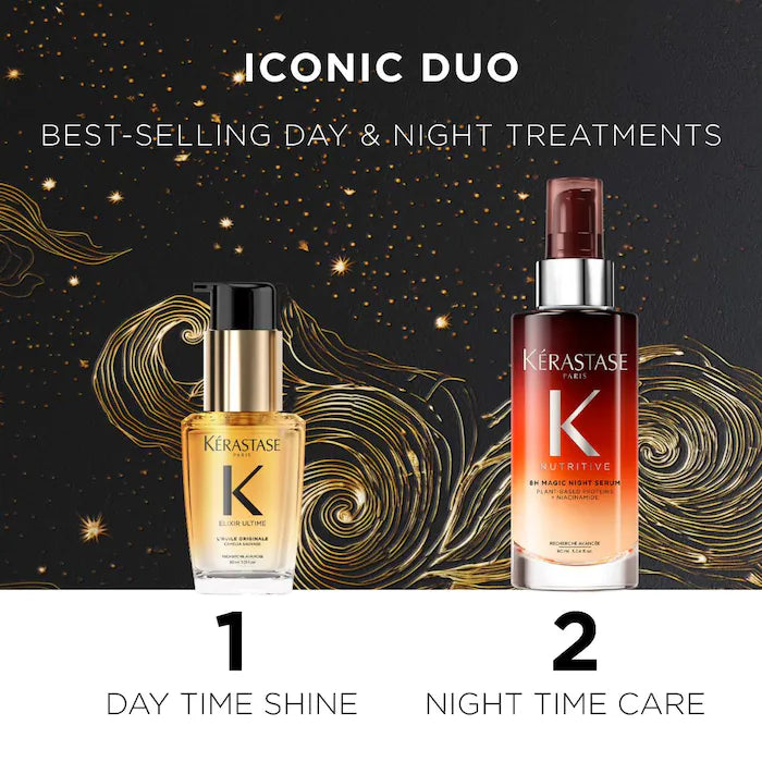 Kérastase
Iconic Hair Heroes Gift Set: 8H Magic Night Serum & Mini Elixir Ultime Hair Oil *Pre-Order*