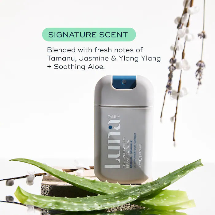 Luna Daily The Mini Everywhere Spray-to-Wipe - with Prebiotics + Vitamins C&E for All Skin