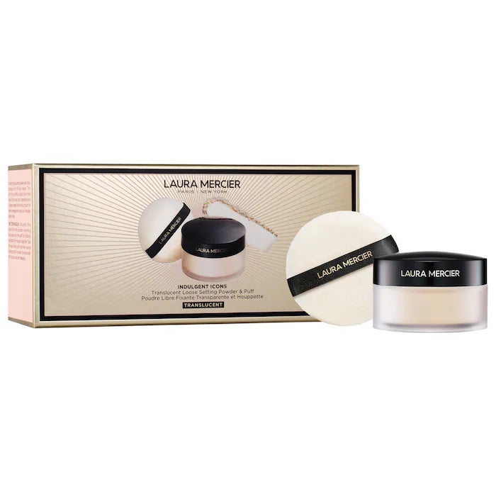 LAURA MERCIER INDULGENT ICONS TRANSLUCENT LOOSE SETTING POWDER & PUFF ULTRA- BLUR