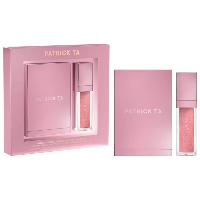 PATRICK TA Patrick's Glow and Gloss Set: Major Headlines Blush Duo and Lip Gloss Makeup Gif *Pre-Order*