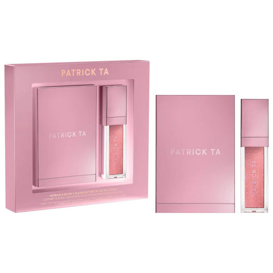 PATRICK TA Patrick's Glow and Gloss Set: Major Headlines Blush Duo and Lip Gloss Makeup Gif *Pre-Order*