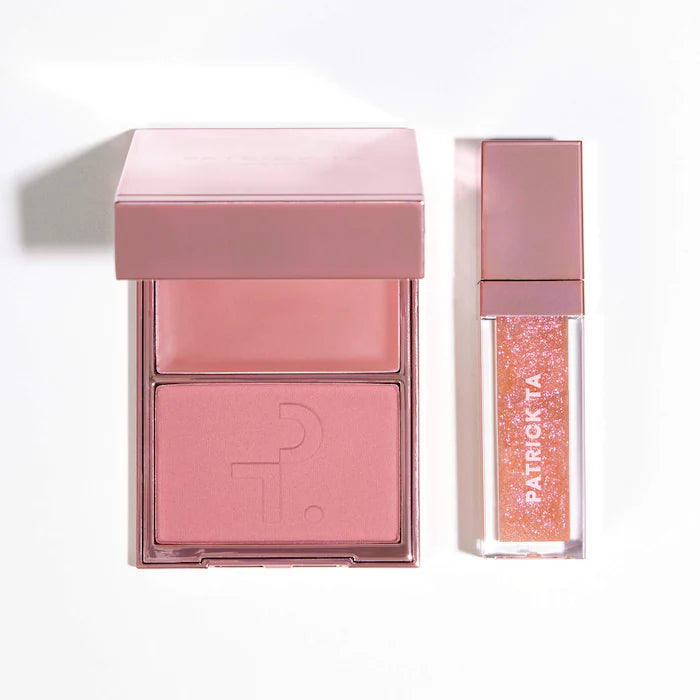 PATRICK TA Patrick's Glow and Gloss Set: Major Headlines Blush Duo and Lip Gloss Makeup Gif *Pre-Order*