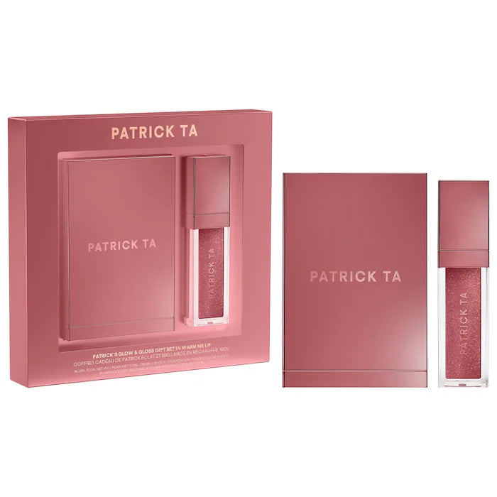 PATRICK TA Patrick's Glow and Gloss Set: Major Headlines Blush Duo and Lip Gloss Makeup Gif *Pre-Order*