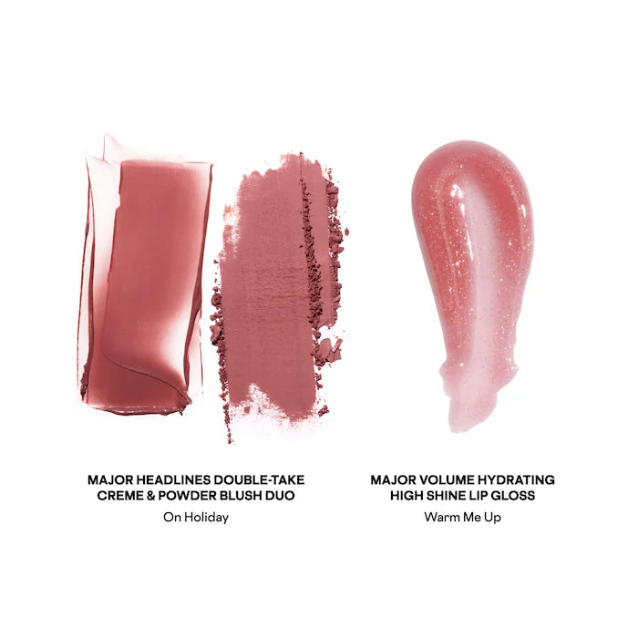 PATRICK TA Patrick's Glow and Gloss Set: Major Headlines Blush Duo and Lip Gloss Makeup Gif *Pre-Order*